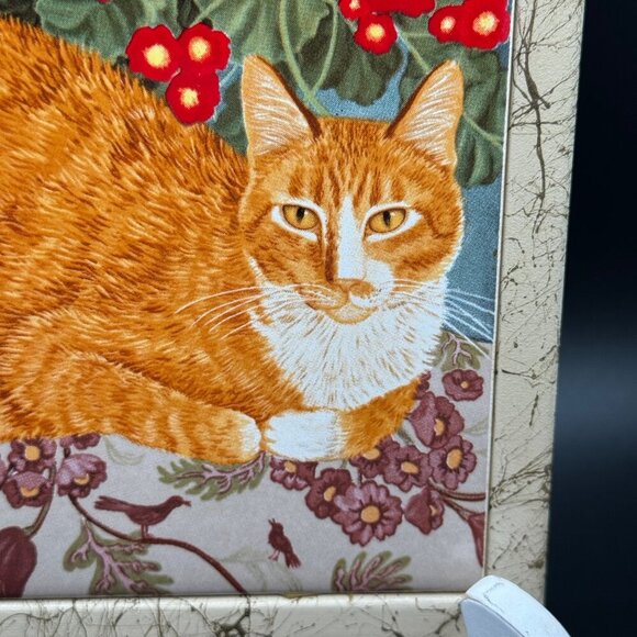 Vintage Mimi Vang Olsen Cats Tile Trivet Wall Plaque 7x7 Tile in Frame Avon Oran - Picture 4 of 10